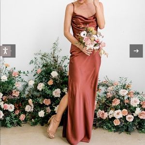 Revelry Skye Satin dress in Cinnamon Rose